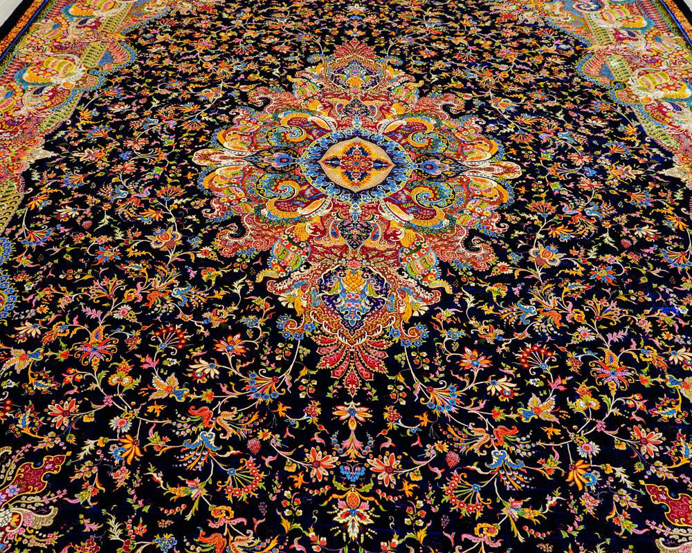 Persian Silk Carpet Large Handmade Silk Villa Living Room Carpet 9.84x13.12ft