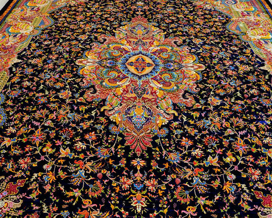 Persian Silk Carpet Large Handmade Silk Villa Living Room Carpet 9.84x13.12ft