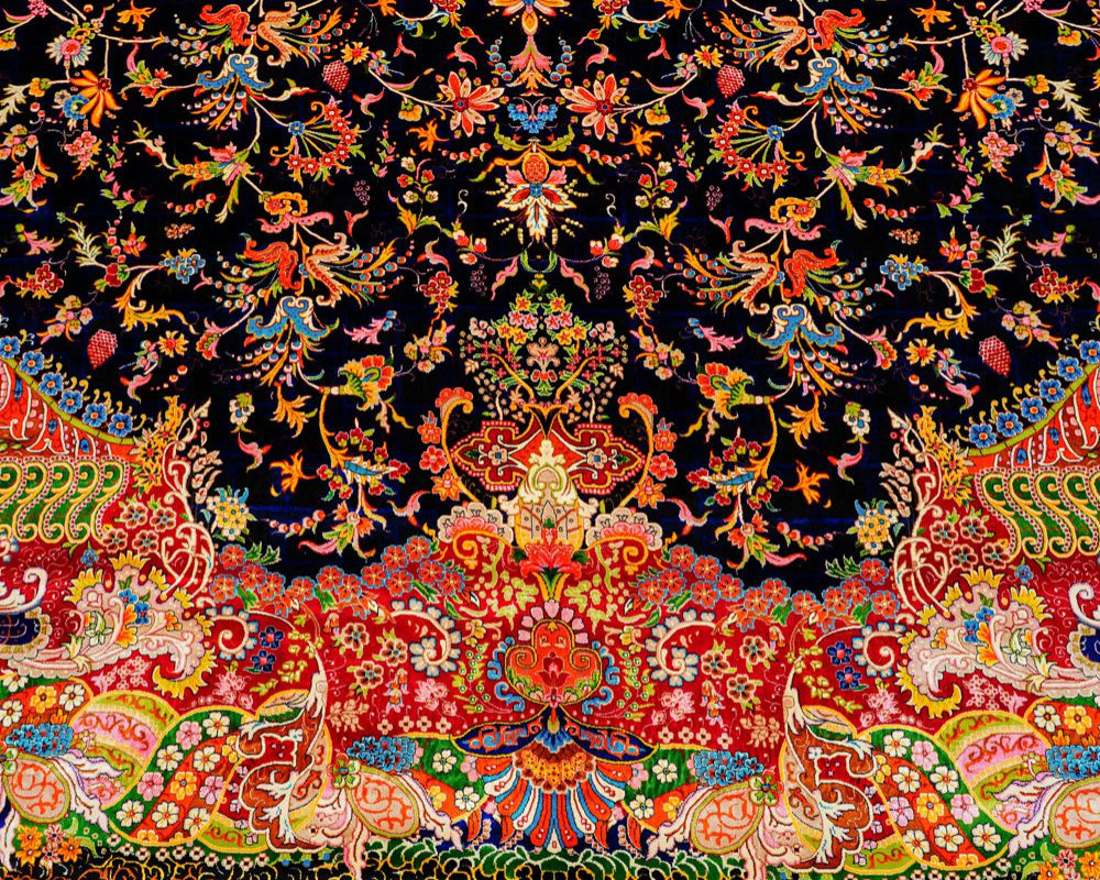 Persian Silk Carpet Large Handmade Silk Villa Living Room Carpet 9.84x13.12ft