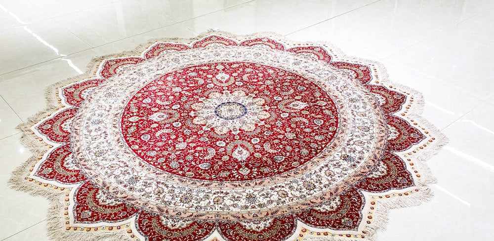Kashmir Rug Pure Silk Round