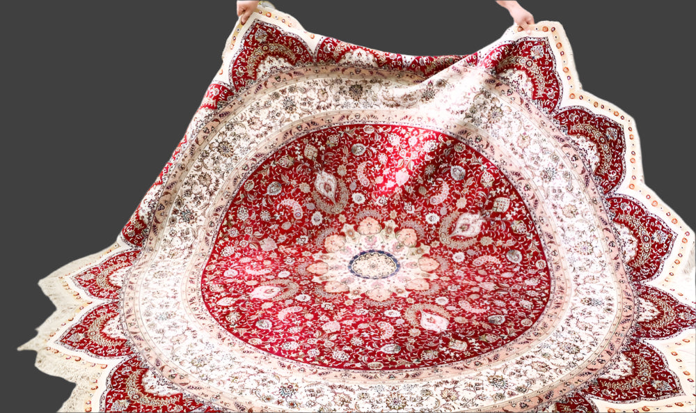 Kashmir Rug Pure Silk Round