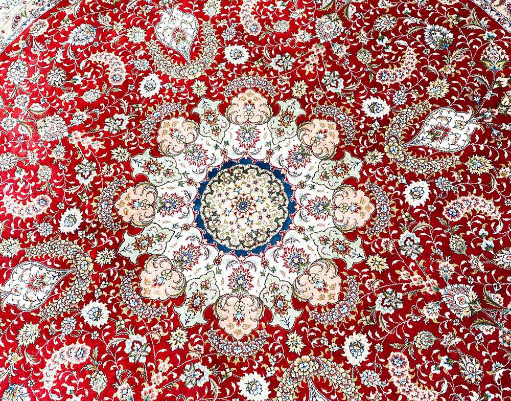 Kashmir Rug Pure Silk Round Carpet 